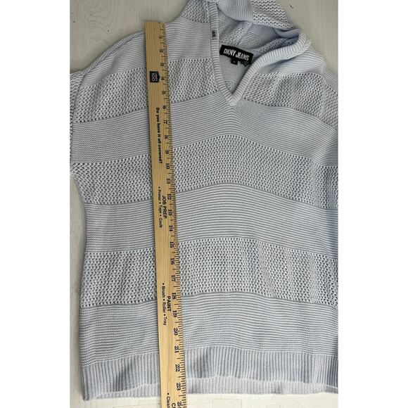 DKNY Soft Blue V-Neck Sweater Hoodie Long Sleeve Casual Winter Stretch Relaxed M - Picture 5 of 6